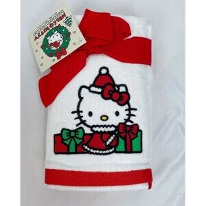 Hello Kitty Presents 2pk Hand Towels Christmas Holiday White